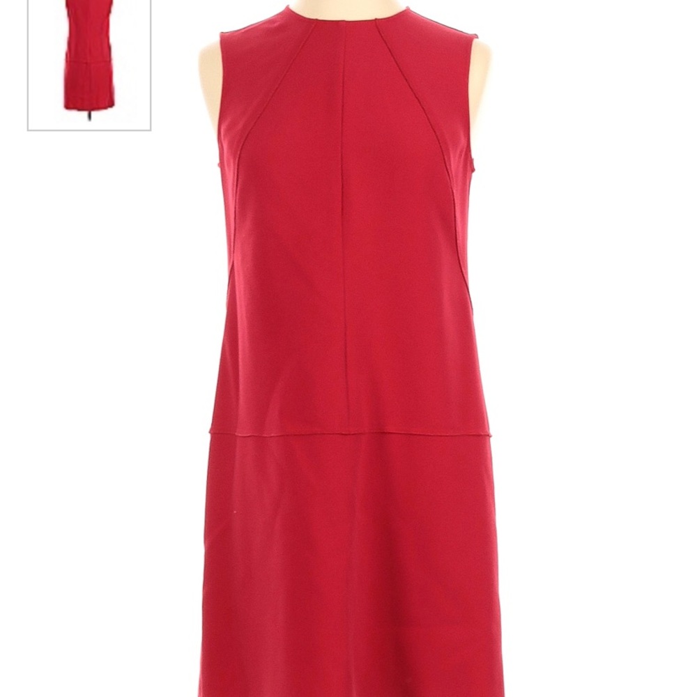 Loft Red Shift Dress with Decorative Seams - Picture 3 of 10